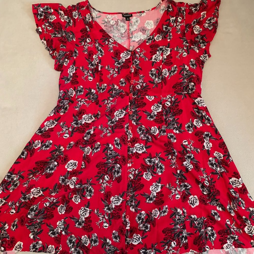 Pink Floral Button-Up Dress